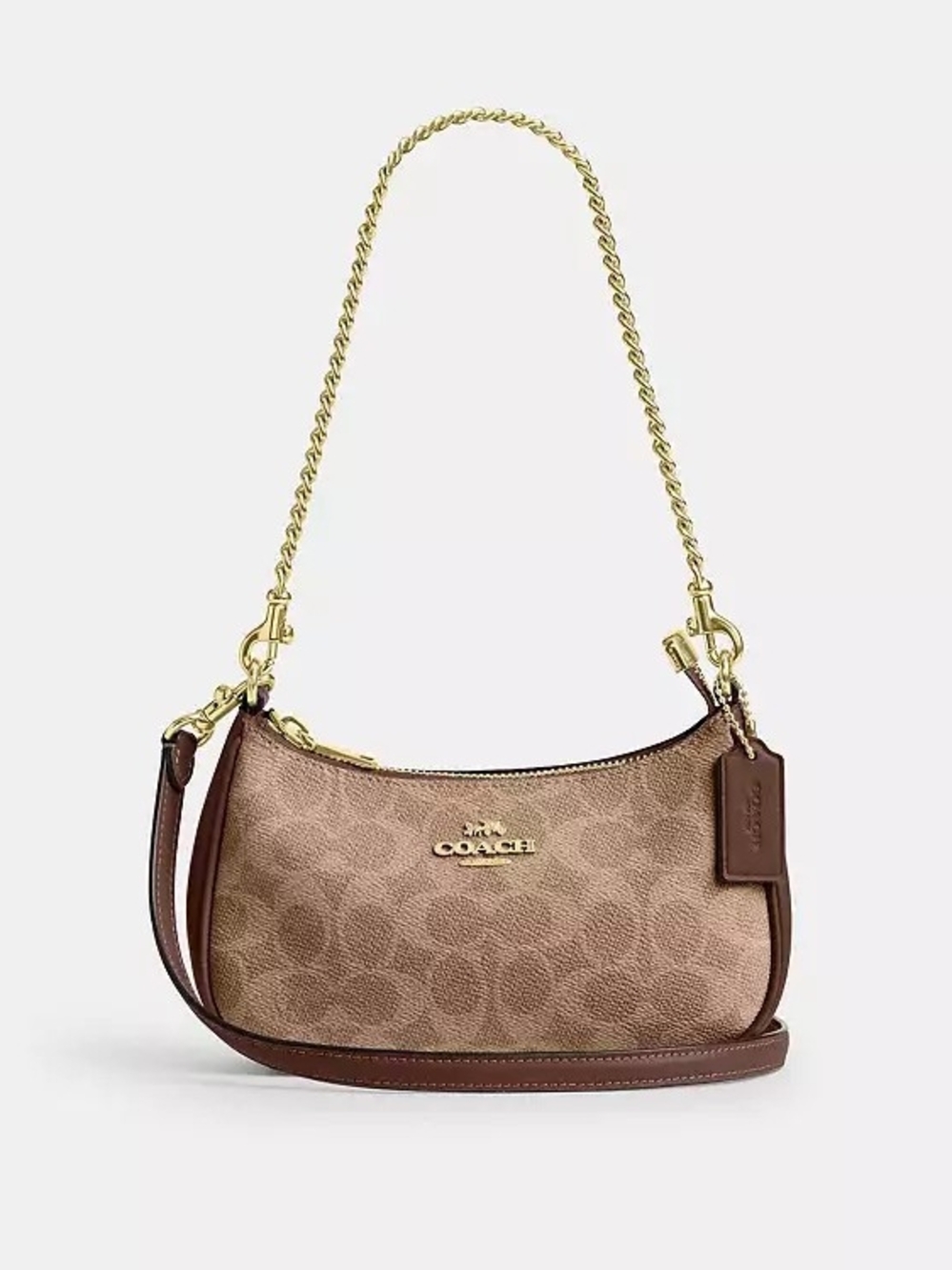 Coach Teri Mini Crossbody Bag In Signature Canvas Tan Brand New W/tags!